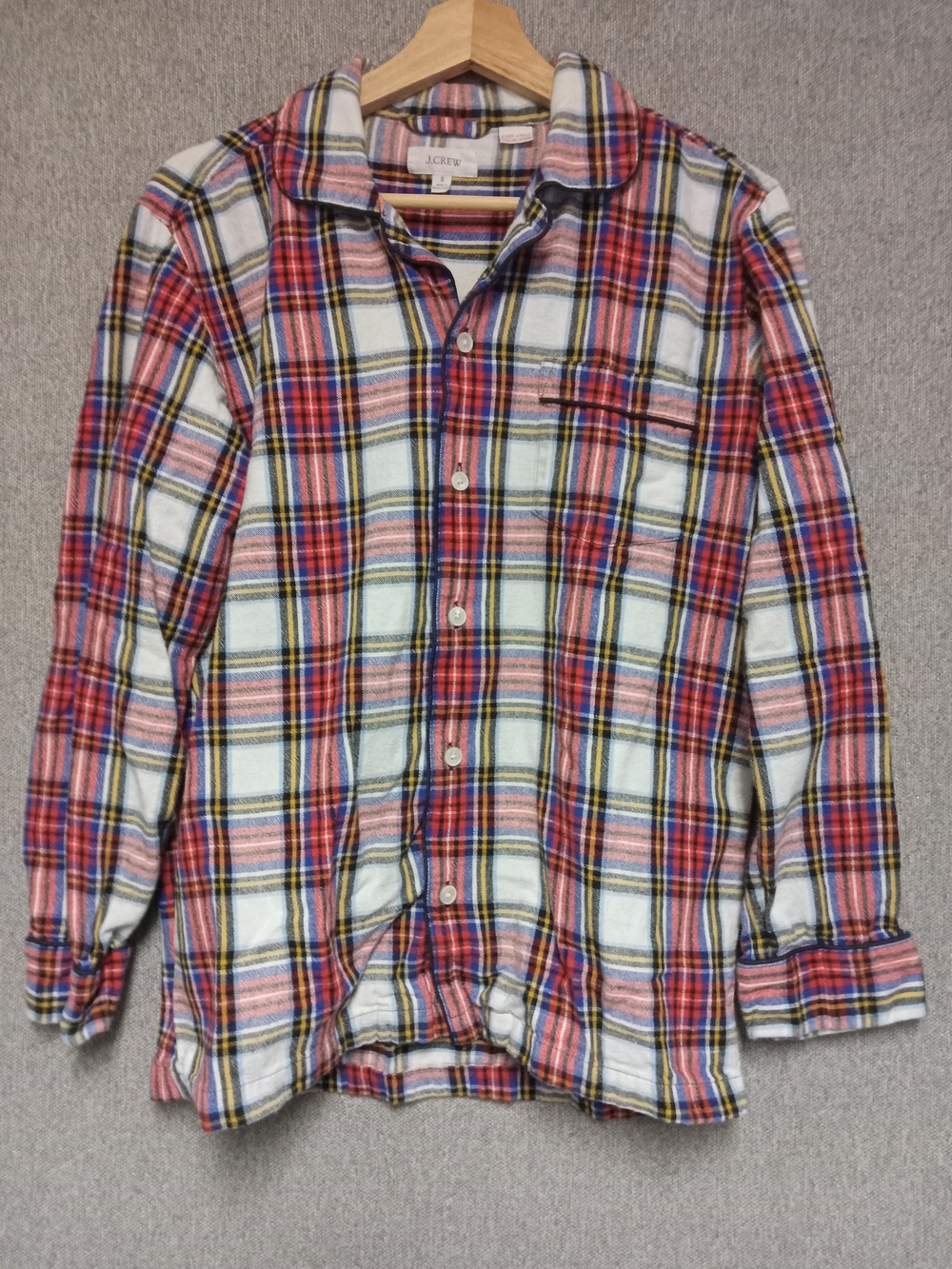J.Crew Plaid Button-Up Pajama Flannel Shirt in Red Multi